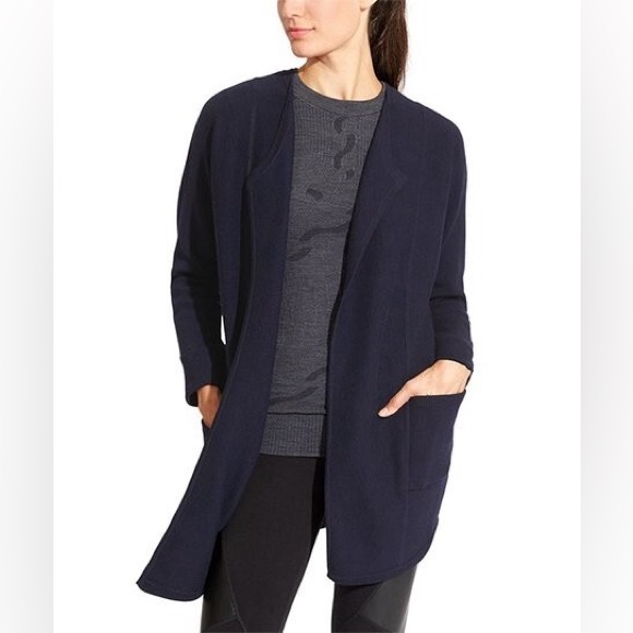 Athleta | Chill Chaser Sweater Cardigan | Sz M | Navy Blue | EUC - Picture 1 of 7